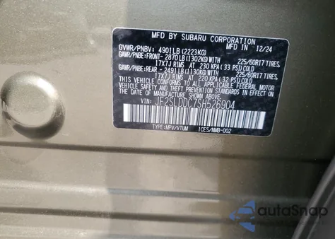 2025 Subaru Forester Premium from USA, damaged, VIN JF2SLDDC7SH526904